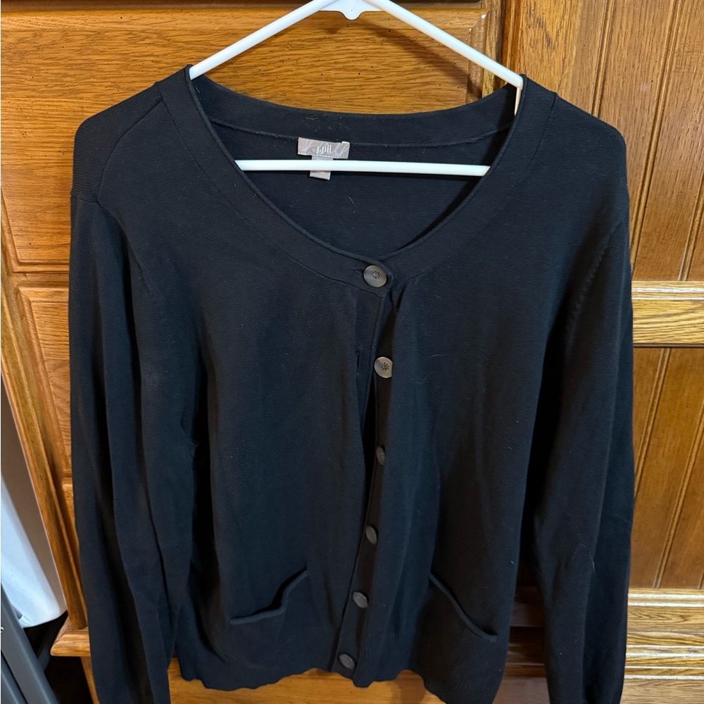 J. Jill Black Button-Front Cardigan